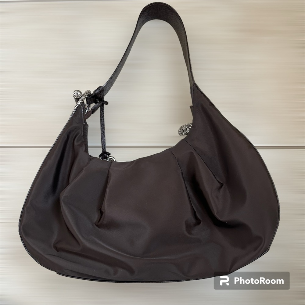 Brighton Brown Leather & Nylon Shoulder Bag - Picture 5 of 11